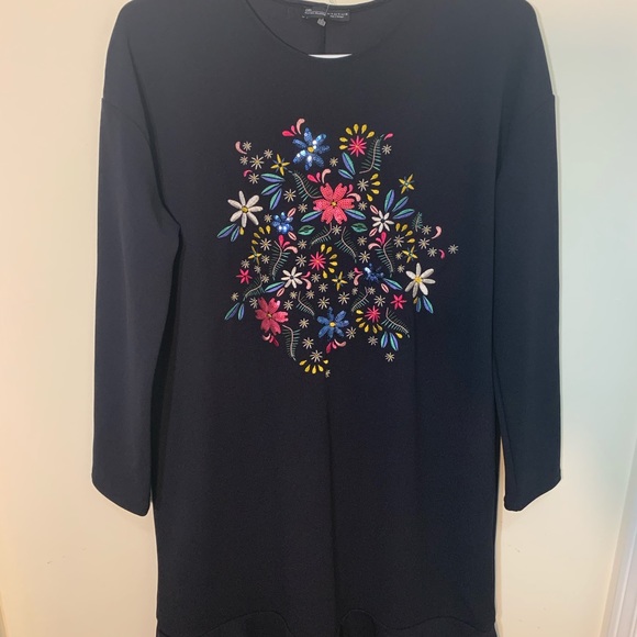 Zara Embroidered Front Daisy Floral Raffle Hem Slip Dress - Picture 14 of 16